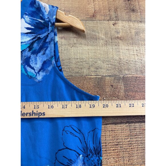 Apt. 9 Womens Medium Blue Sleeveless Floral Blouse - Picture 5 of 6